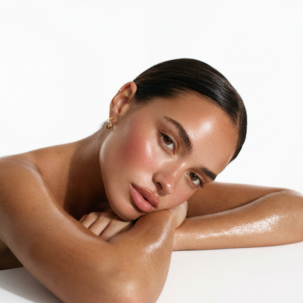 Close-up of a woman with luminous, refreshed facial skin after aesthetic treatment